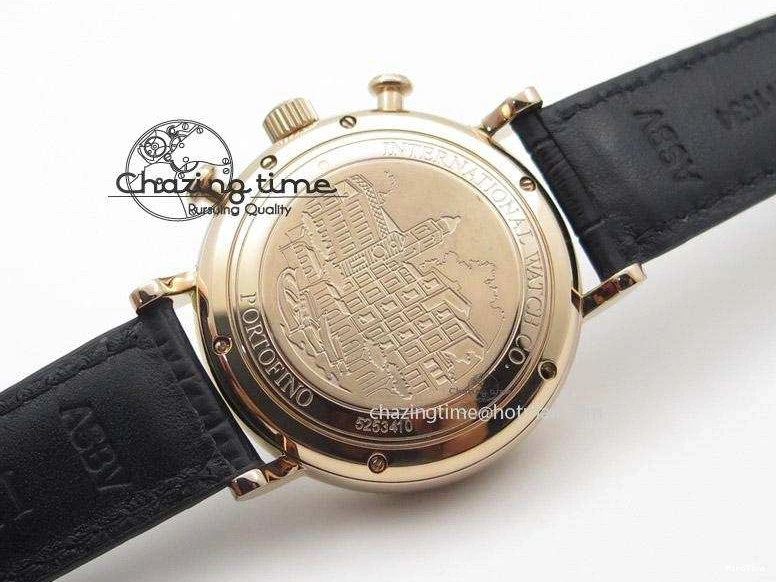 MIROTIME 1103 Portofino Chrono RG White Dial on Black Leather Strap A Vibrant 7385